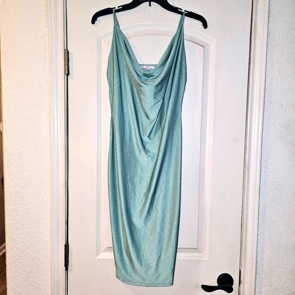 Cowl Neck Mint Green Cocktail Dress